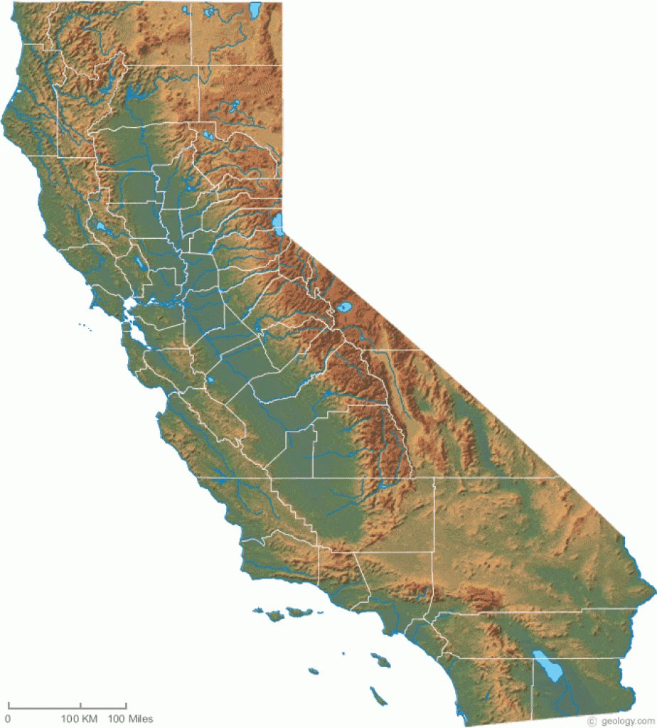 California Physical Map And California Topographic Map Topo Map Of