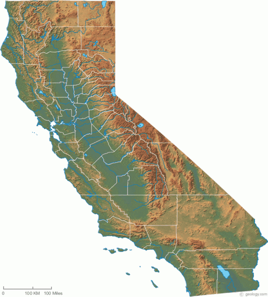 California Physical Map And California Topographic Map - Topo Map Of California