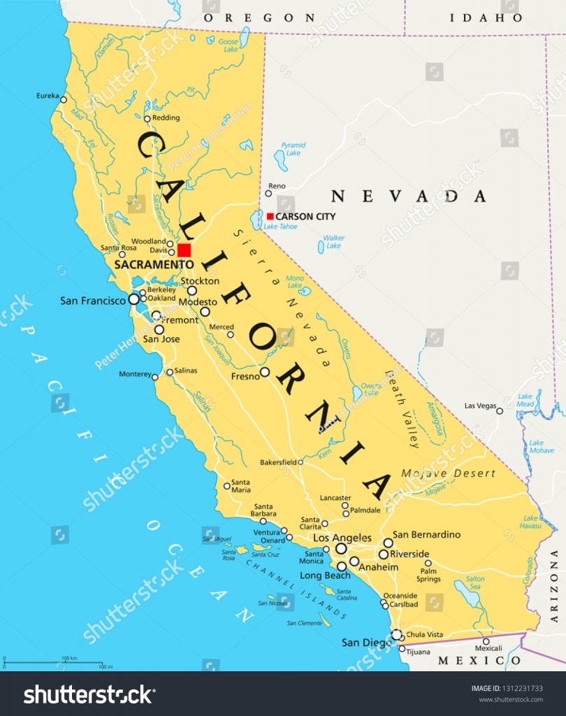 California Political Map Capital Sacramento Important Image - California Rivers Map