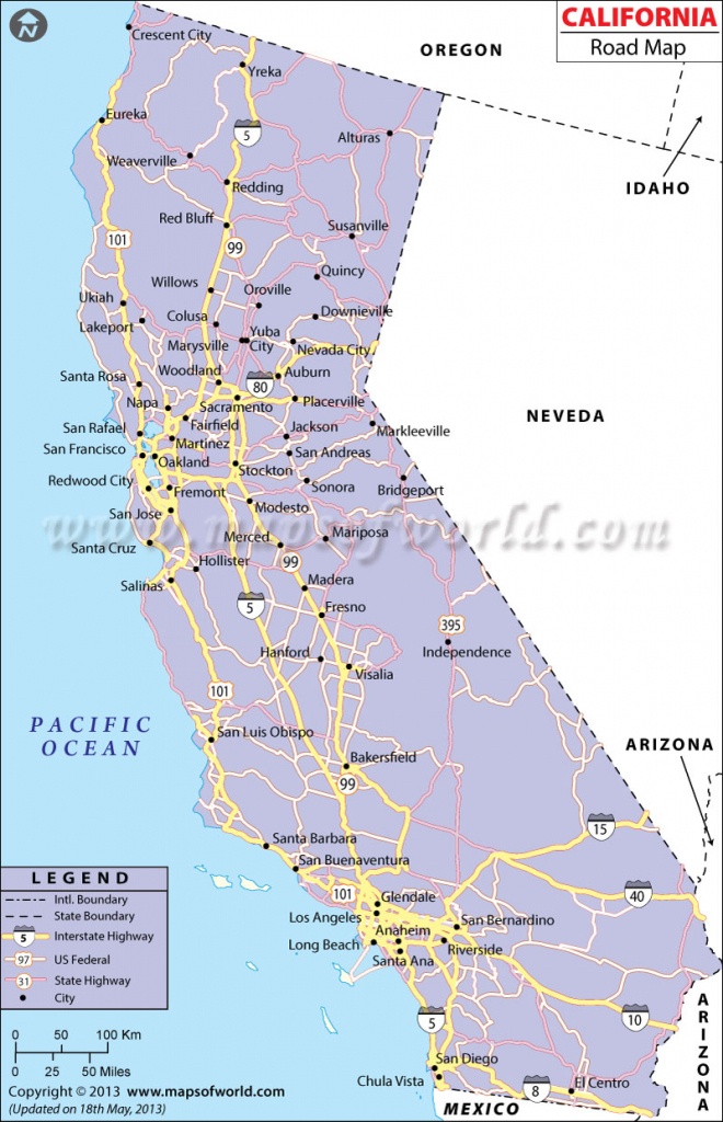 California Road Map, California Highway Map - Road Map Of California Coast