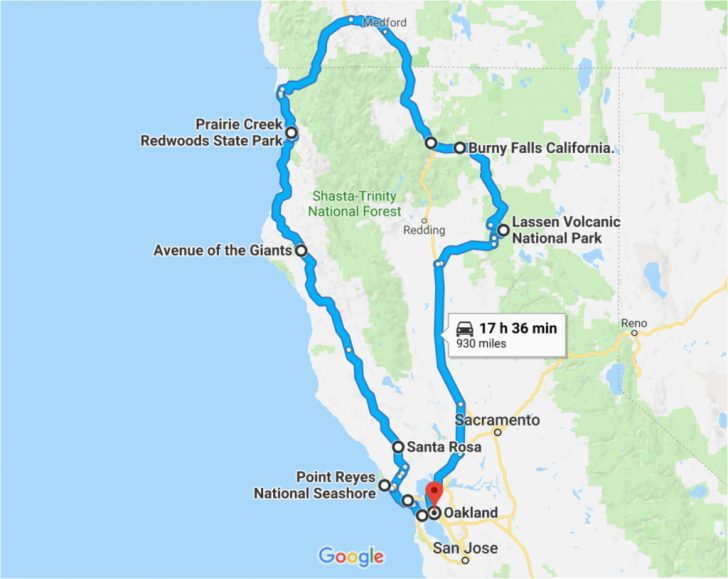 California Road Trip Trip Planner Map