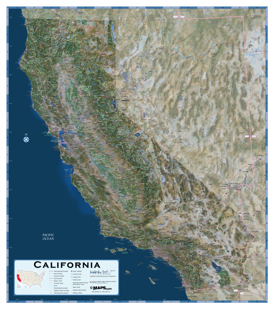 California Satellite Wall Map - Maps - California Map Satellite