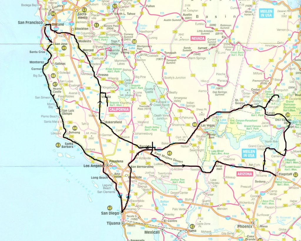 California West Coast Road Map – Map Of Usa District - Detailed Map Of ...