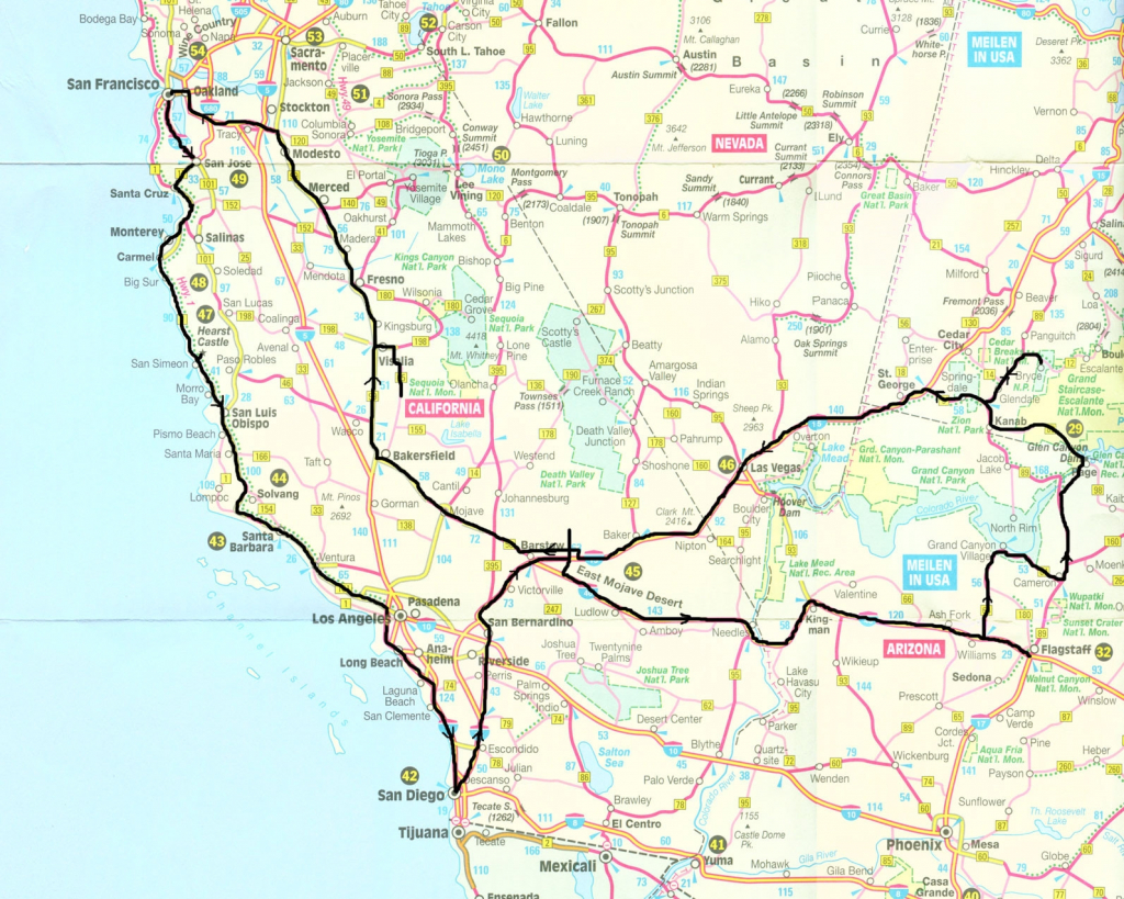 California West Coast Road Map – Map Of Usa District - Detailed Map Of California West Coast