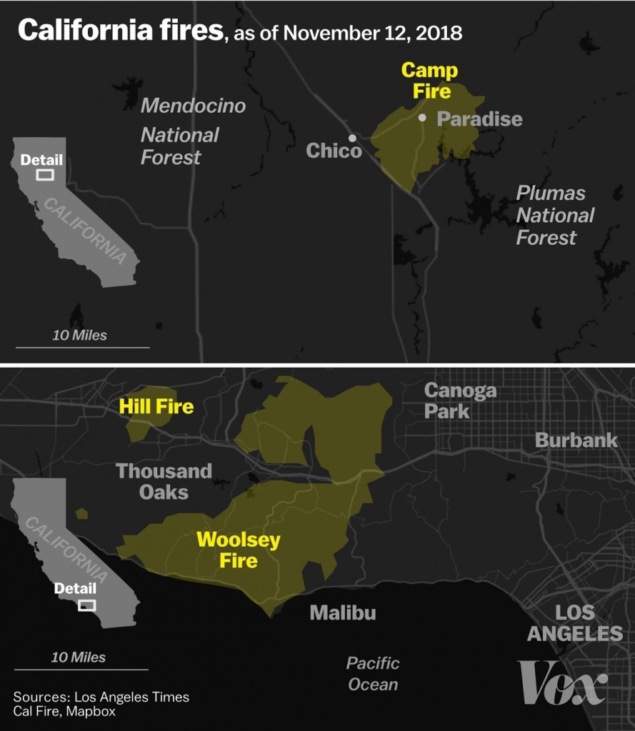 California Wildfires 2018: Camp And Woolsey Fires Are Rapidly - Map Of Southern California Fires Today