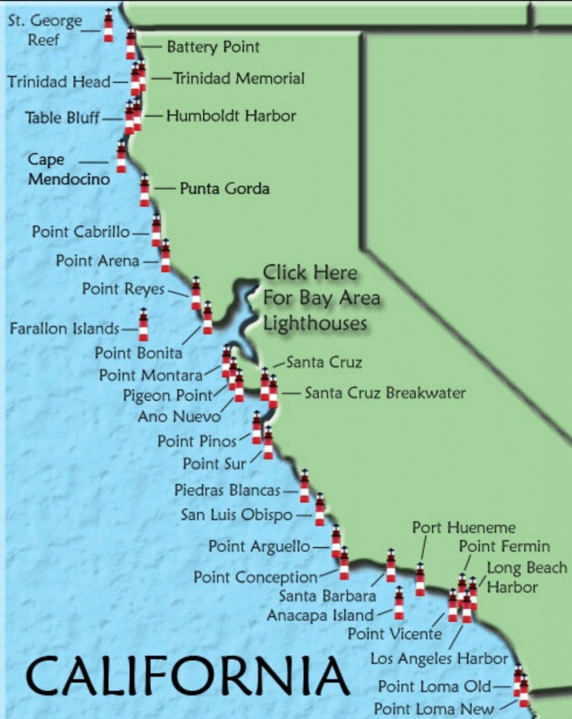 Californian Lighthouses | California Road Trip | California - Central California Beaches Map
