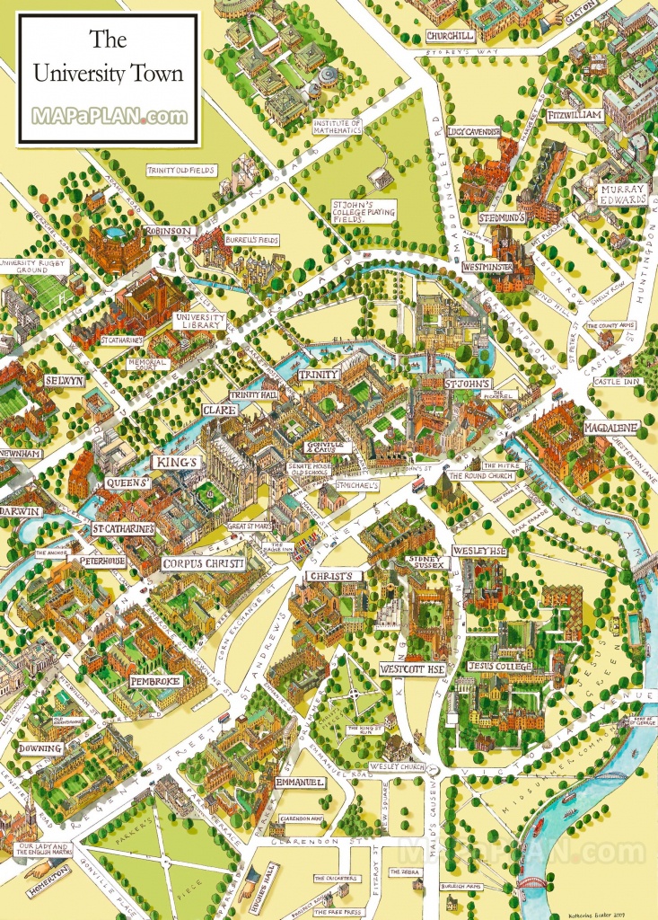 Cambridge University Campus Departments Colleges Birds Eye 3D Aerial - Cambridge Tourist Map Printable