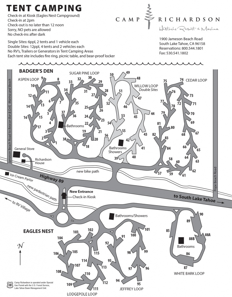 Campground Map - Camp Richardson Historic Resort &amp;amp; Marina - California Tent Camping Map