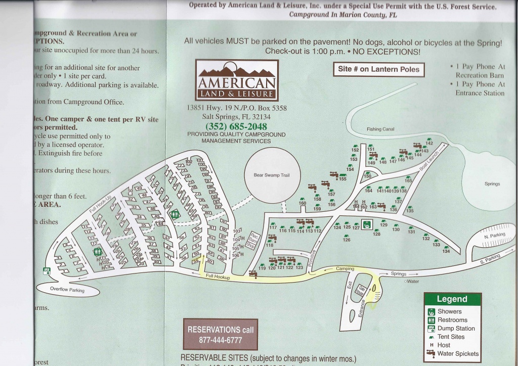 Campground Map - Salt Springs Recreation Area - Salt Springs - Florida - Florida Camping Map