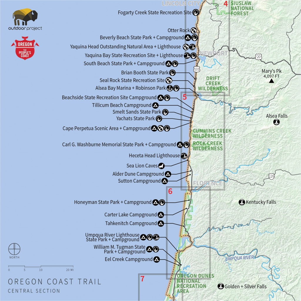 Camping Oregon Coast Map | Secretmuseum - Camping Central California Coast Map