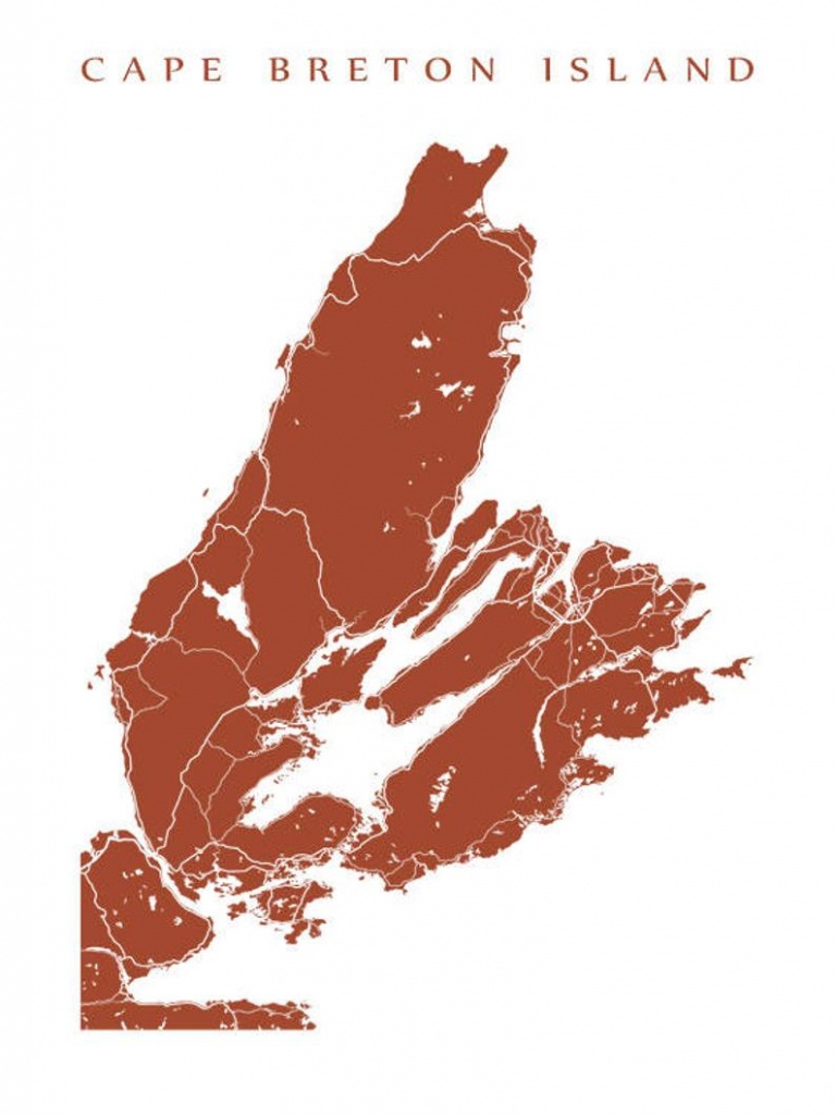 Cape Breton Island Nova Scotia Map Print | Etsy - Printable Map Of Cape Breton Island