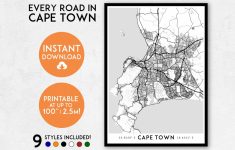 Cape Town Map Print Printable Cape Town Map Art South Africa | Etsy - Printable Town Maps