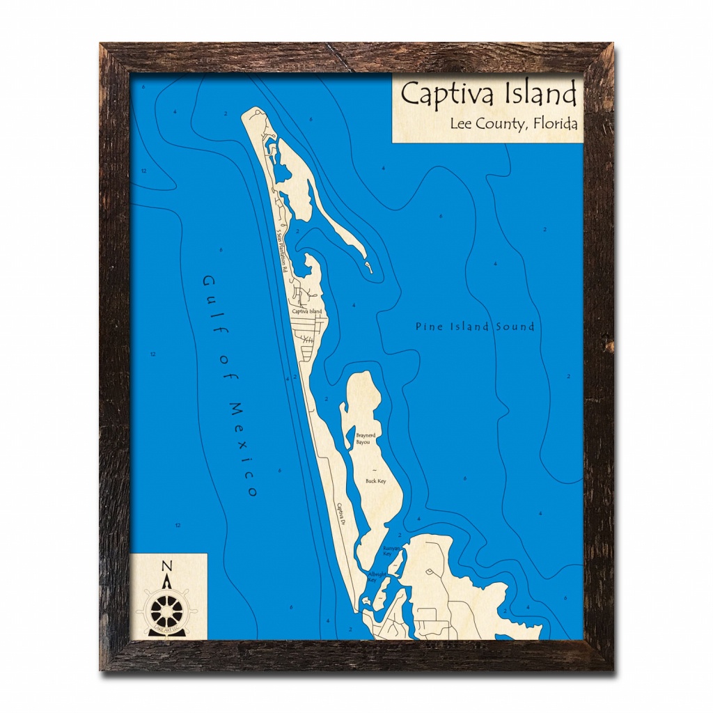 Captiva Island, Fl Nautical Wood Maps - Captiva Island Florida Map