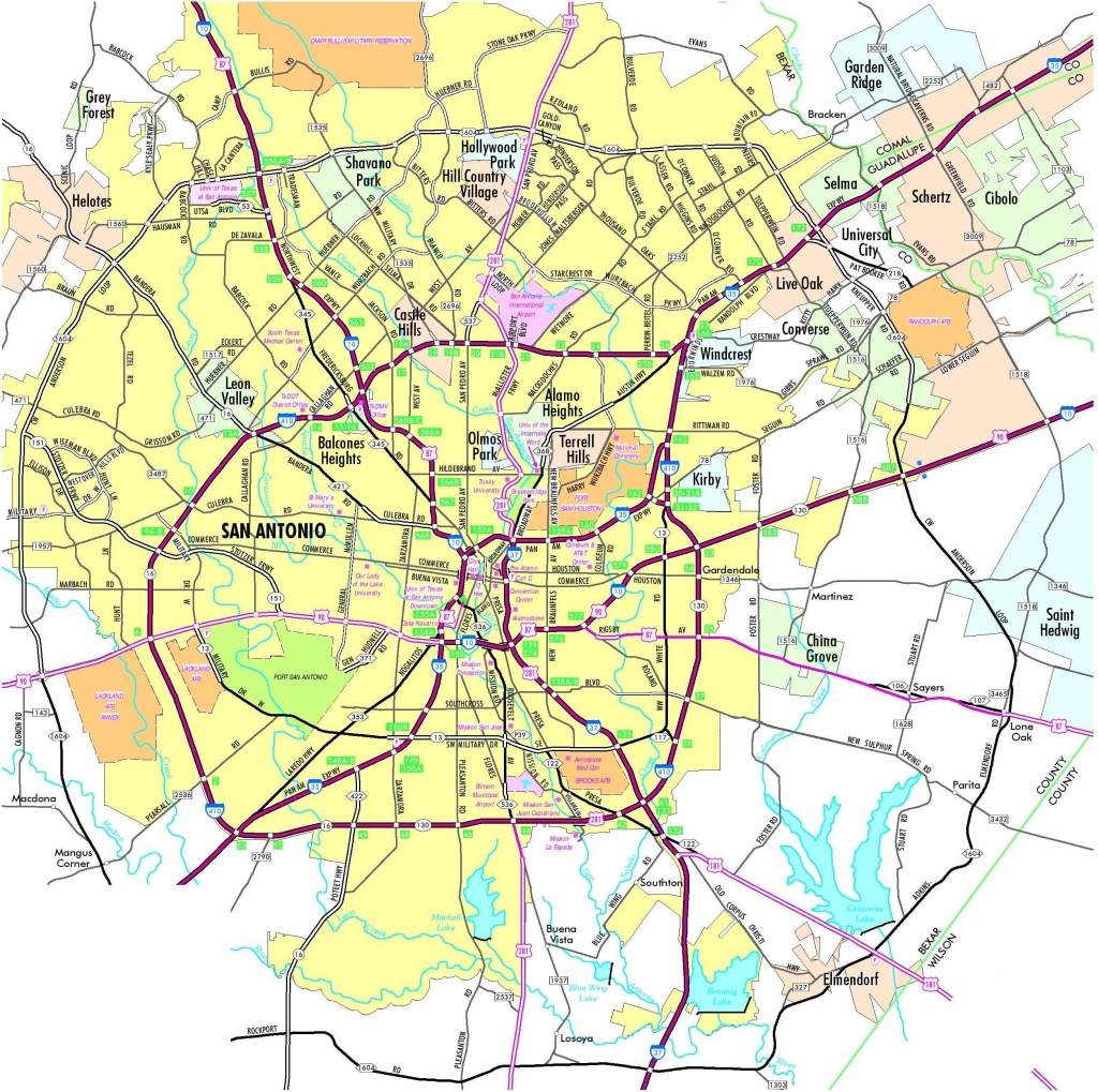 Carte De San Antonio, Texas - San Antonio Carte Du Texas (Texas - Usa) - San Antonio Texas Maps