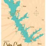 Cedar Creek Lake Tx Map Art Print | Etsy   Cedar Creek Texas Map