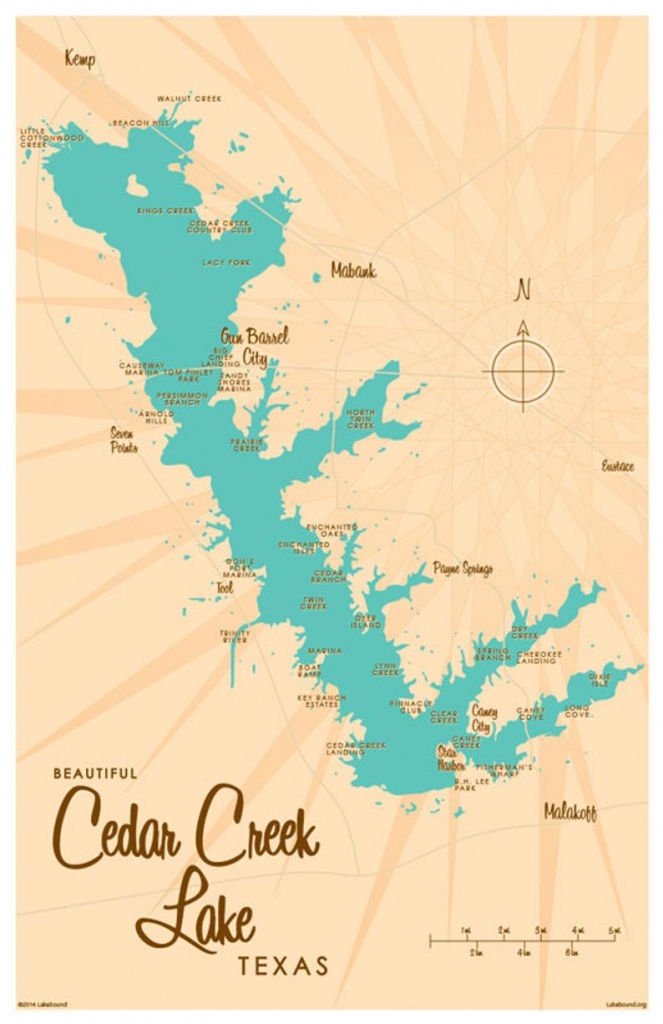 Cedar Creek Lake Tx Map Art Print | Etsy - Cedar Creek Texas Map