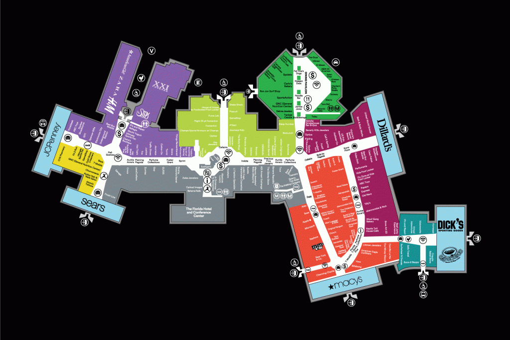 Center Map Of The Florida Mall® - A Shopping Center In Orlando, Fl - Florida Mall Map