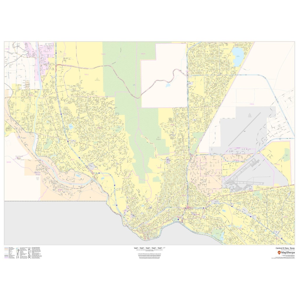 Central El Paso, Texas - Landscape - The Map Shop - Texas Map Store Coupon