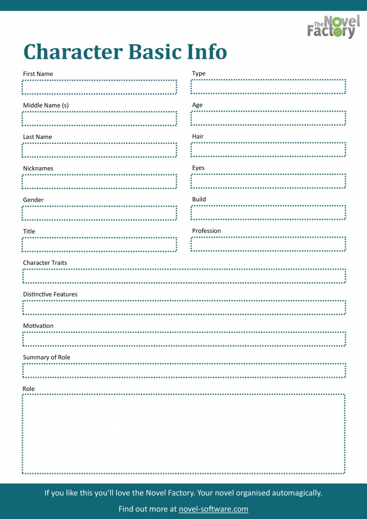 Character Basic Profile Worksheet. A Free, Downloadable, Printable - Free Printable Character Map