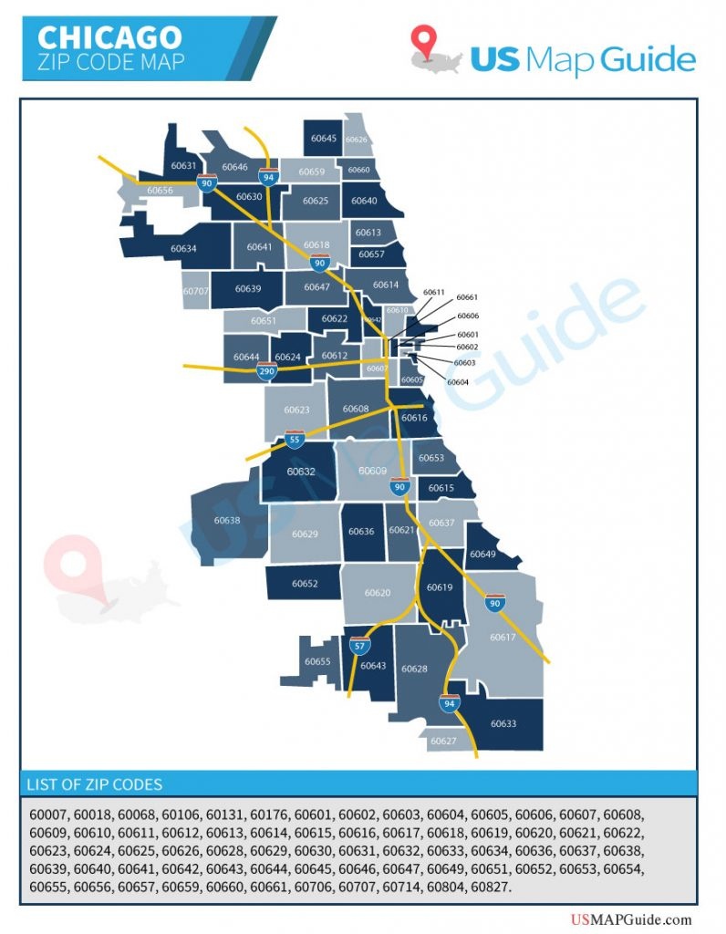 Chicago, Il Zip Code Map [Updated 2019] - Chicago Zip Code Map Printable