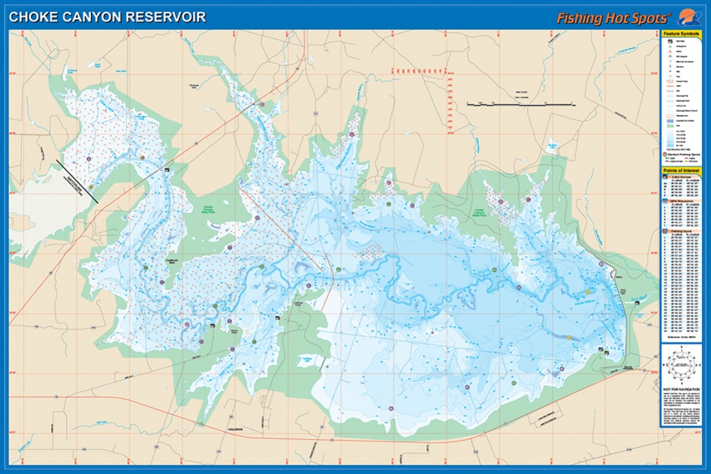 Choke Canyon Reservoir Fishing Map - Texas Fishing Hot Spots Maps
