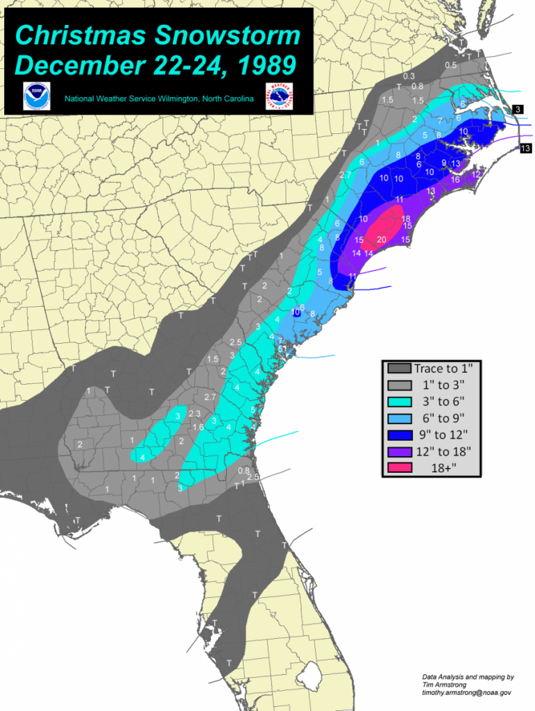 Christmas Coastal Snowstorm: December 22-24, 1989 - Christmas Florida Map
