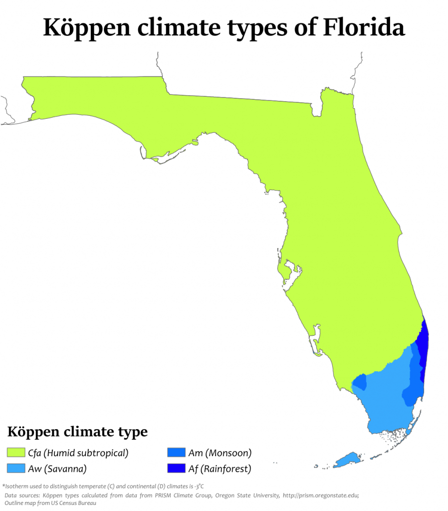 Climate Of Florida - Wikipedia - Florida Weather Map With Temperatures