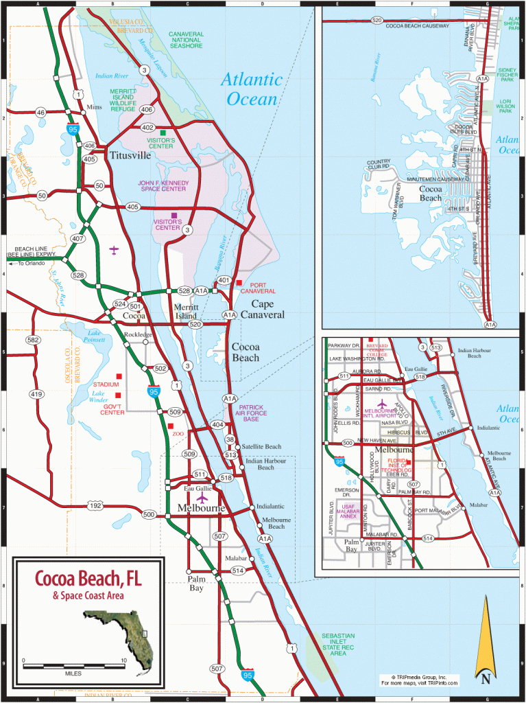 Cocoa Beach &amp;amp; Florida Space Coast Map - Indian Shores Florida Map