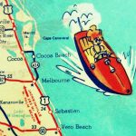 Cocoa Beach Wall Art Vintage Map Print Cocoa Beach Fl Gifts | Etsy   Cocoa Beach Florida Map