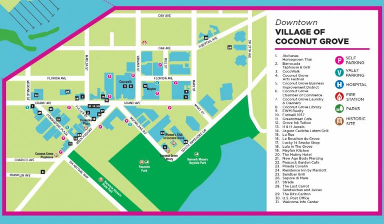 Coconut Grove Miami Maps Coconut Grove Florida Map 1 768x449 