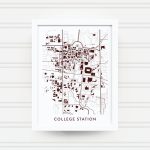 College Station Tx Map Print / Texas A&m University Gifts / | Etsy   College Station Texas Map