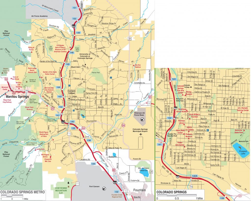 Colorado Springs Road Map Printable Map Of Colorado Springs