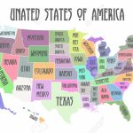 Colored Poster Map Of United States Of America With State Names   Printable Map Of The United States With State Names