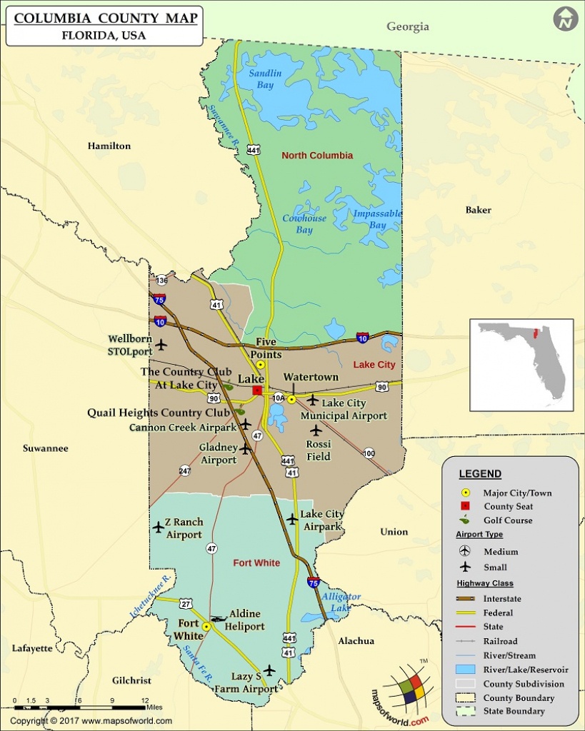 Columbia County Map, Florida - Florida Airparks Map