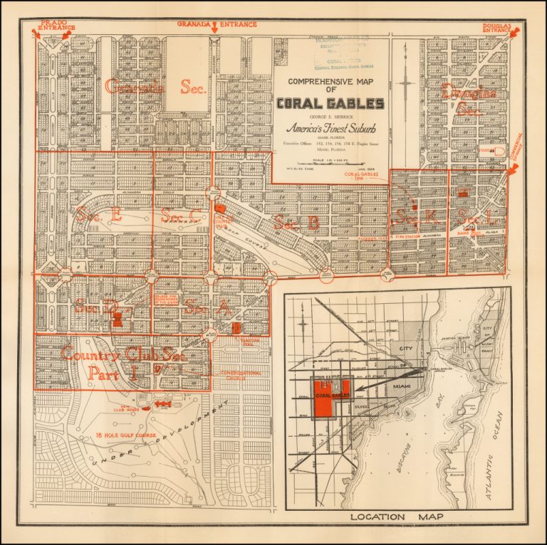 Comprehensive Map Of Coral Gables George E. Merrick America's Finest ...