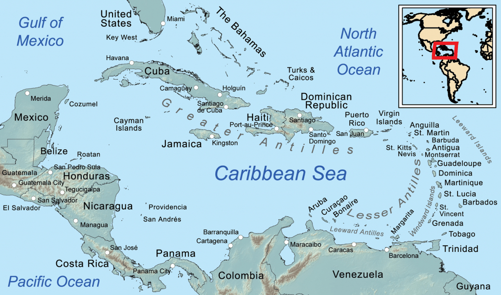 Comprehensive Map Of The Caribbean Sea And Islands - Printable Map Of St Simons Island Ga