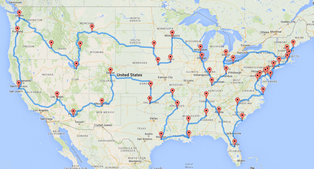 Computing The Optimal Road Trip Across The U.s. | Dr. Randal S. Olson - California To Florida Road Trip Map