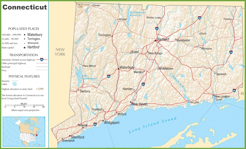 Connecticut Highway Map - Printable Map Of Connecticut