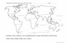 Continents And Oceans Blank Map Worksheet - Free Esl Printable - Map Of Continents And Oceans Printable