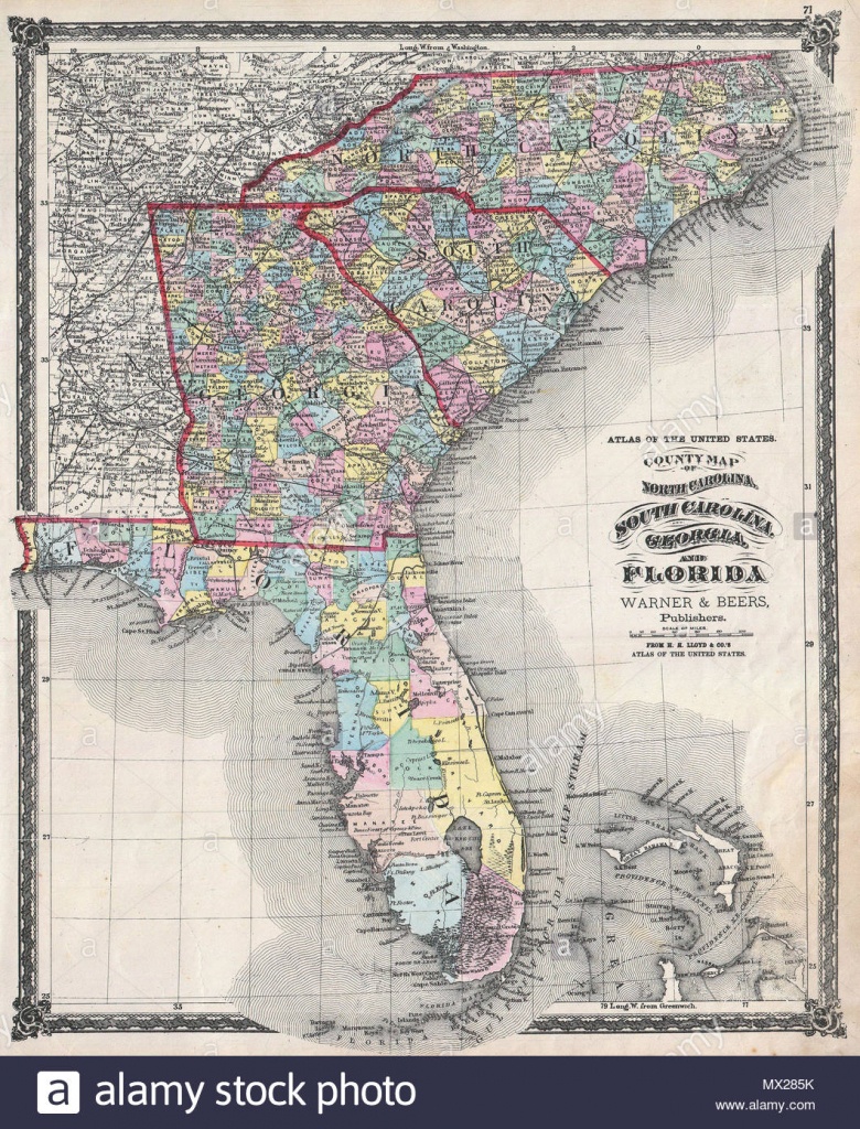 County Map Of North Carolina, South Carolina, Georgia And Florida - Map Of Georgia And Florida