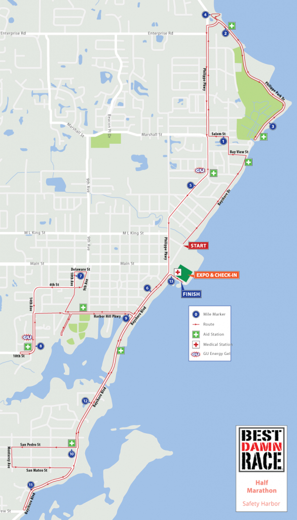 Course Maps - Best Damn Race - Safety Harbor, Fl - Safety Harbor Florida Map