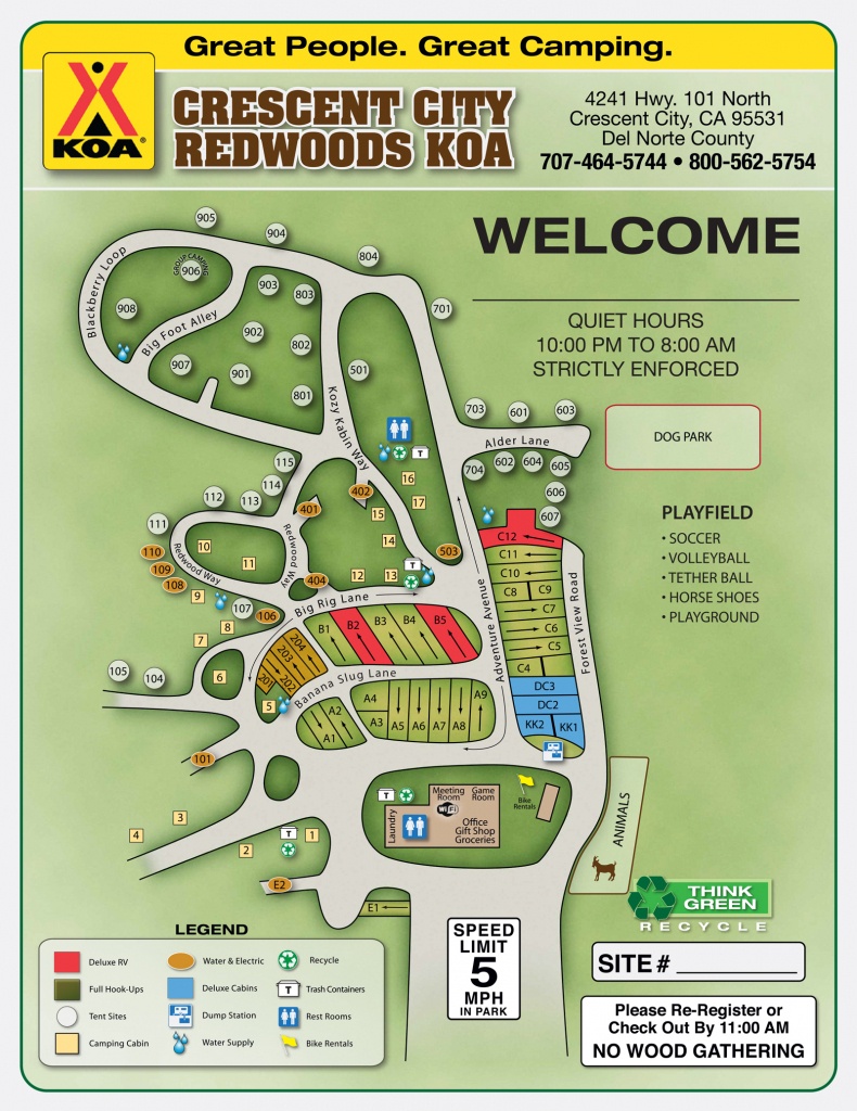 Crescent City, California Campground | Crescent City / Redwoods Koa - California Campgrounds Map