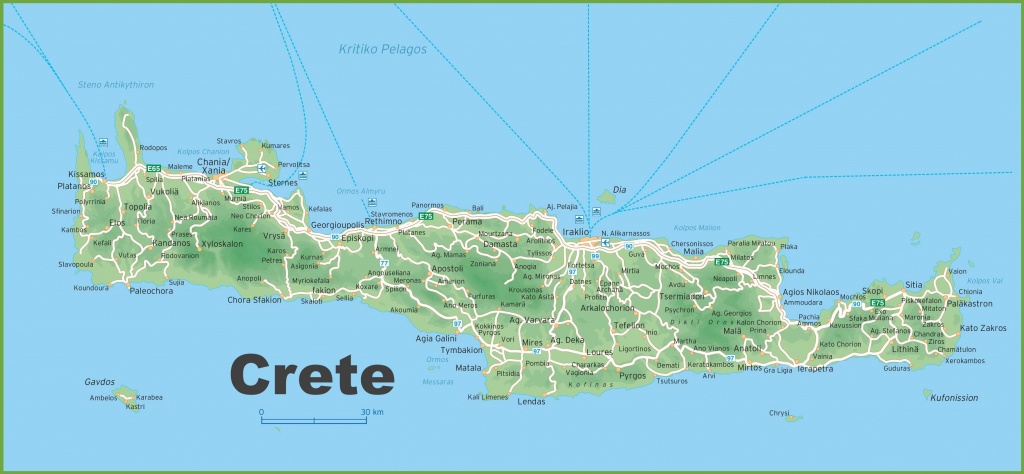 Crete Road Map - Printable Map Of Crete