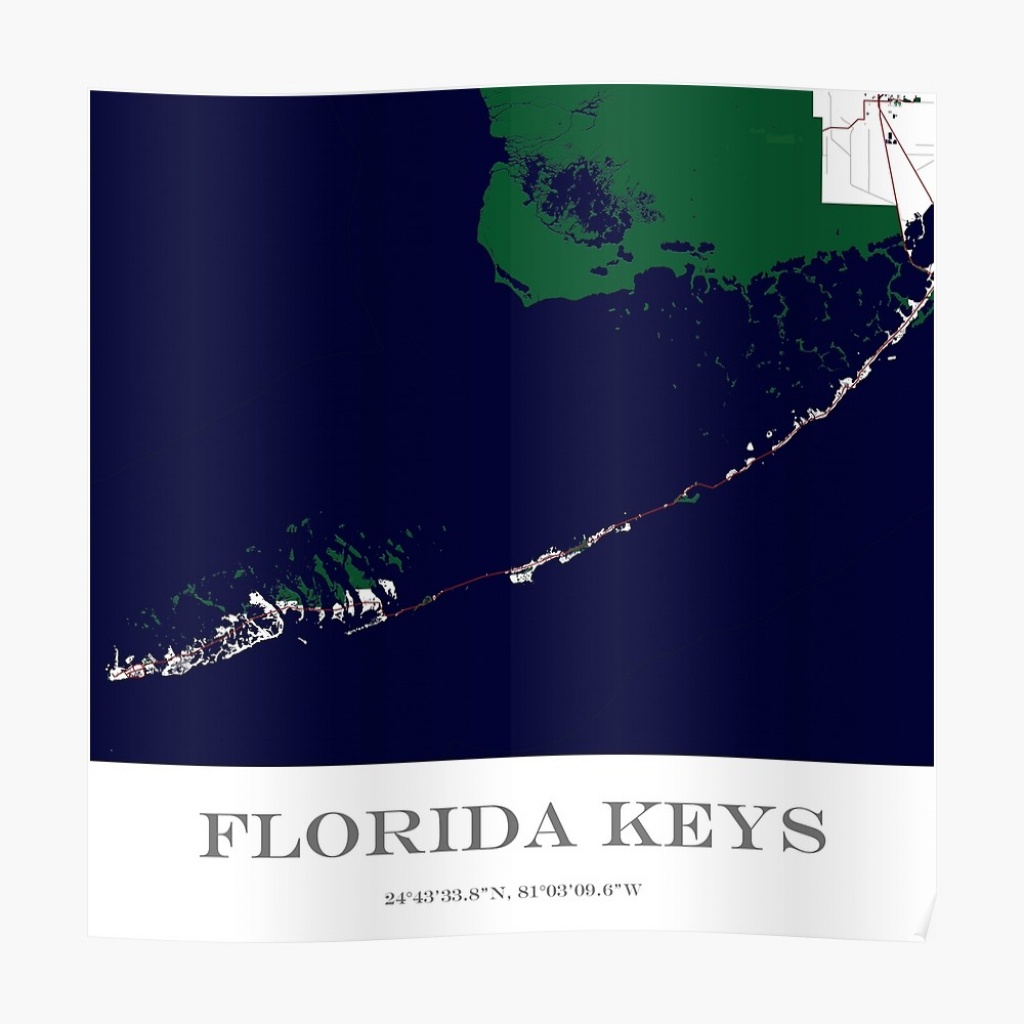 Custom Map Of The Florida Keys&amp;quot; Posteraocimages | Redbubble - Florida Keys Map Poster
