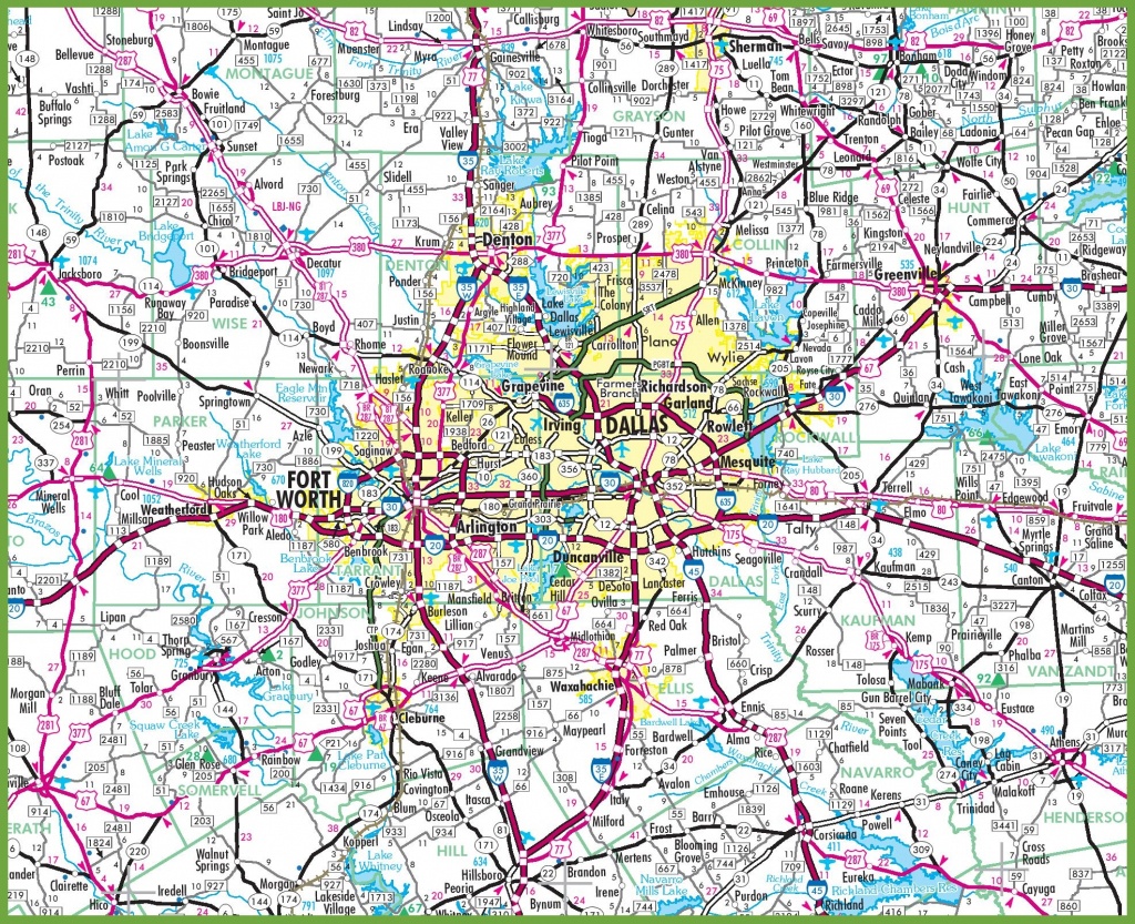 Dallas Area Road Map - Printable Map Of Dallas