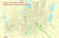 Dallas + Fort Worth Tx Pdf Map, Us, Exact Vector Street Cityplan Map - Printable Map Of Dfw Metroplex