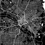 Dallas, Texas, Downtown Map, Dark | Hebstreits Sketches   Map Of Downtown Dallas Texas