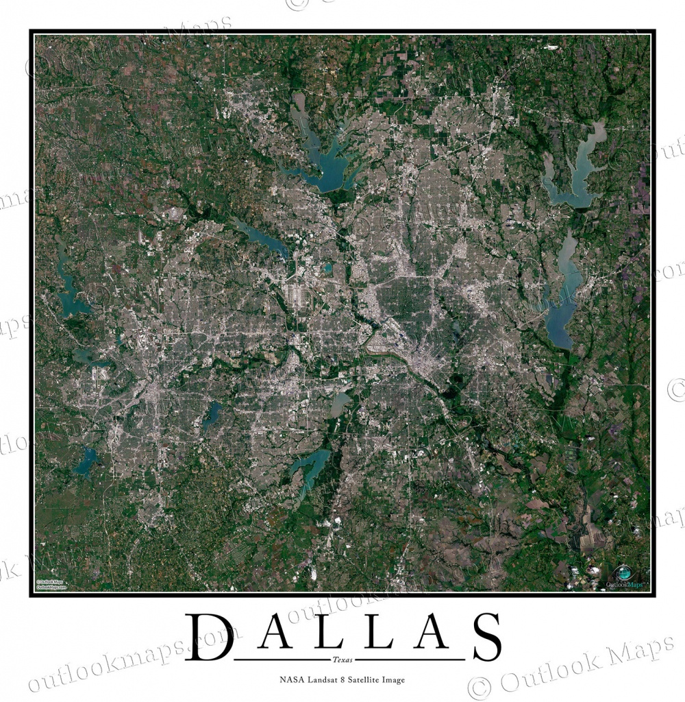 Dallas, Tx Satellite Map Print | Aerial Image Poster - Aerial Map Of Texas