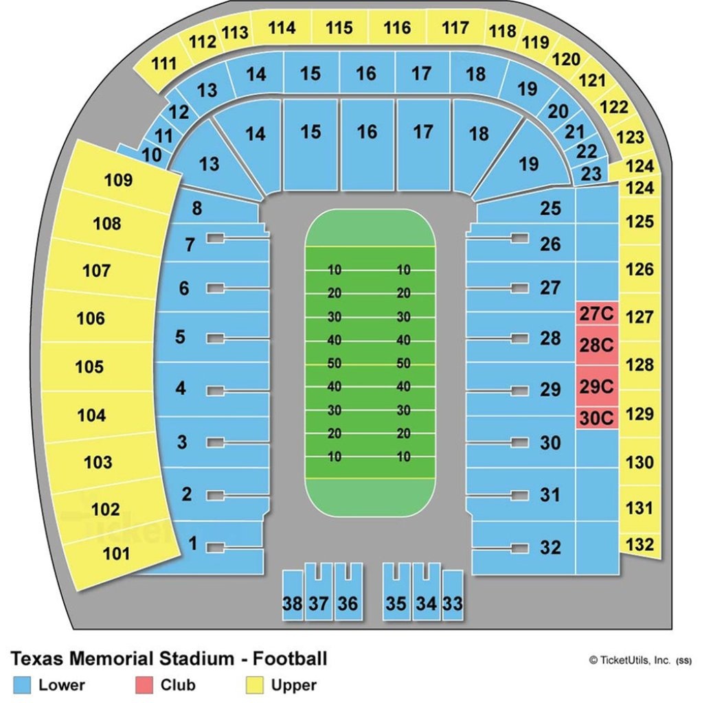 Darrell K Royal-Texas Memorial Stadium - Maplets - University Of Texas Stadium Map