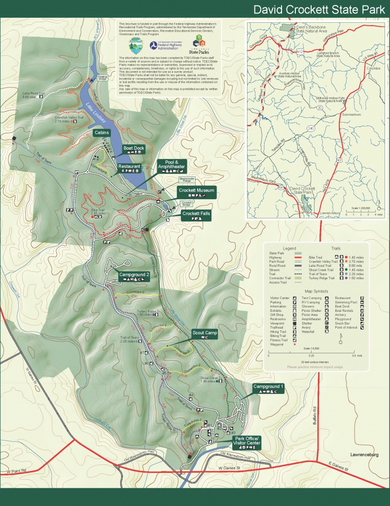 David Crockett State Park — Tennessee State Parks - Florida Caverns State Park Map